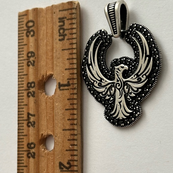 925 Silver eagle unisex pendant black cz - Picture 2 of 4